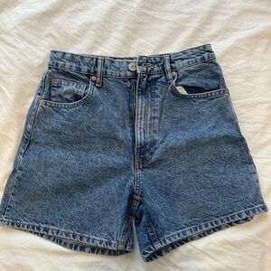 Zara High-Waisted Denim Shorts, Medium Wash, Size 6